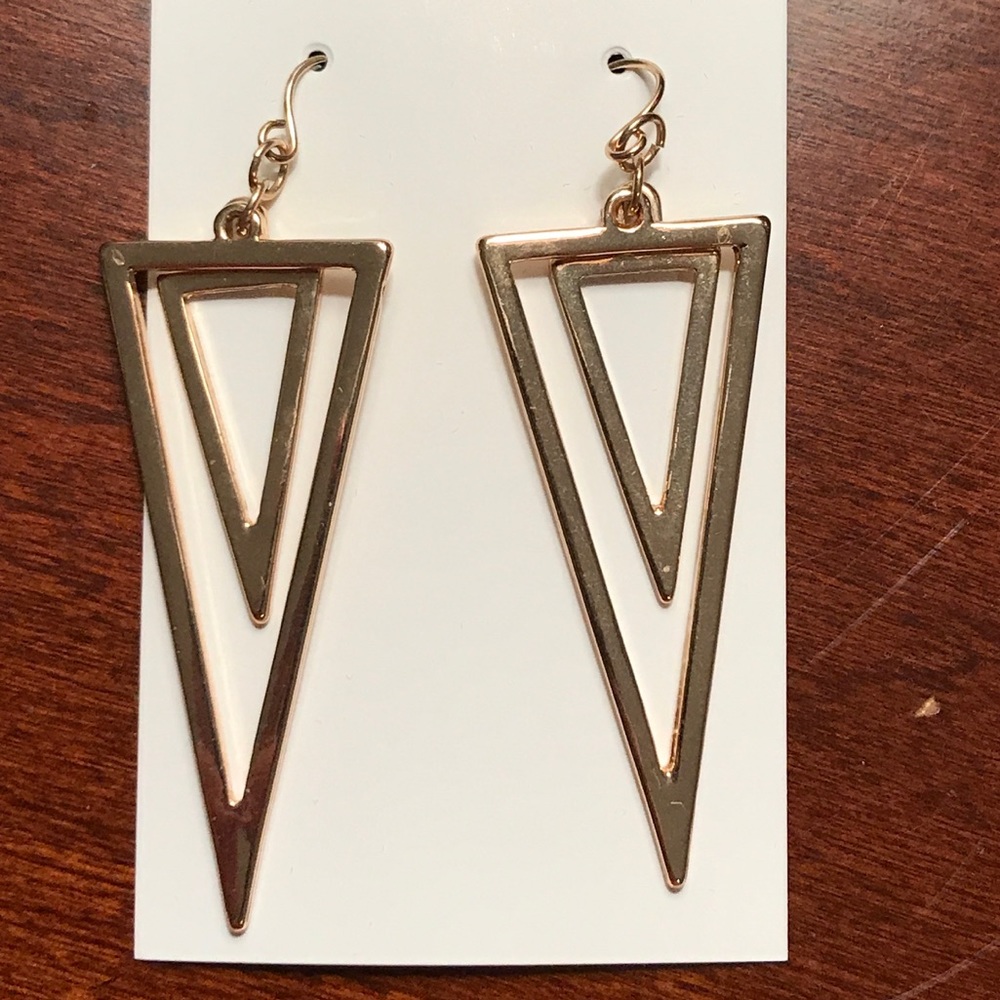 Hanging Gold Triangle Earrings